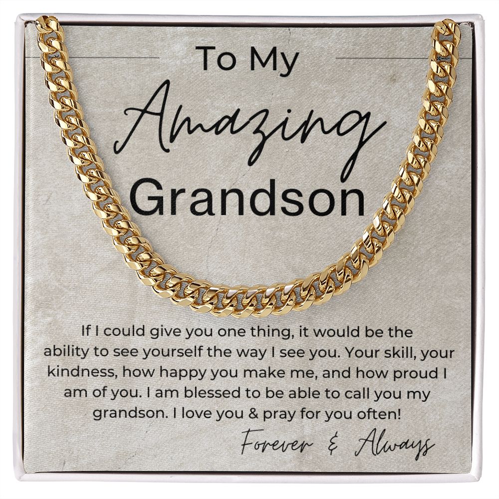 I Love You - Gift for My Grandson - Cuban Linked Chain Necklace