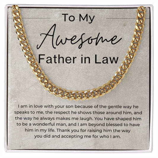 I Am Blessed To Have Your Son In My Life - Gift for Father In Law, From Daughter In Law - Linked Chain Necklace
