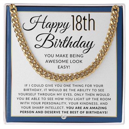 18th Birthday Gift For Him - Chain Necklace For 18 Year Old Young Man's Birthday - Great Teenage Birthday Gift For Teenage Boy - Jewelry For Guys - Liliana and Liam
