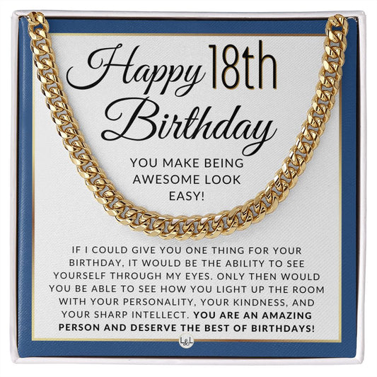 18th Birthday Gift For Him - Chain Necklace For 18 Year Old Young Man's Birthday - Great Teenage Birthday Gift For Teenage Boy - Jewelry For Guys - Liliana and Liam