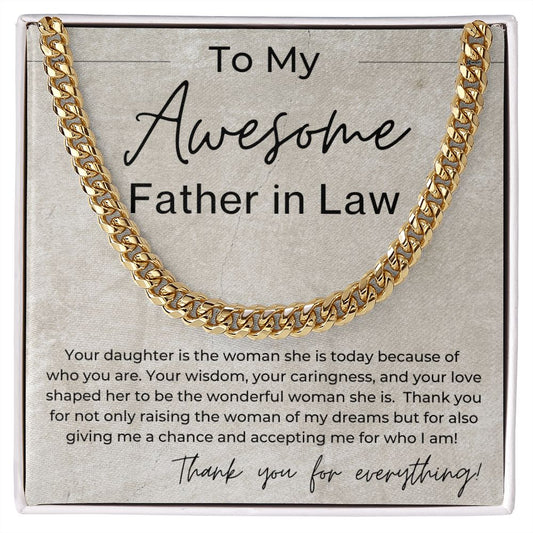Thank You For Accepting Me - Gift for Father In Law, From Son in Law - Linked Chain Necklace