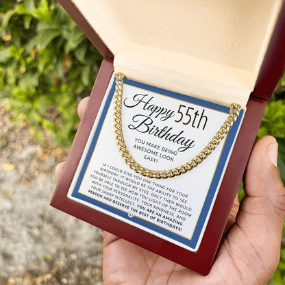 55th Birthday Gift For Him - Chain Necklace For 55 Year Old Man's Birthday - Great Birthday Gift For Men - Jewelry For Guys