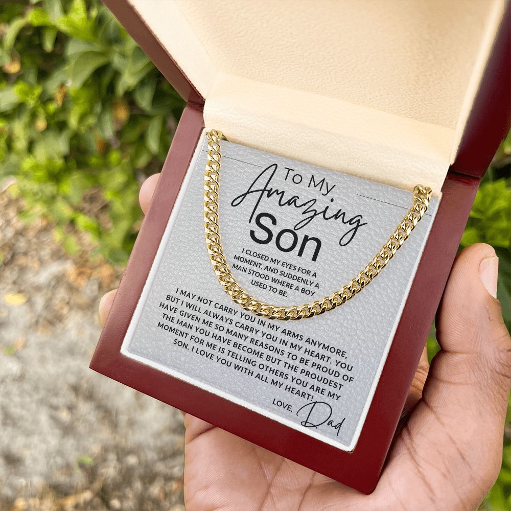 I Closed My Eyes For A Moment - To My Son (From Dad) - Father to Son Chain Necklace Gift - Christmas Gifts, Birthday Present, Graduation, Valentine's Day