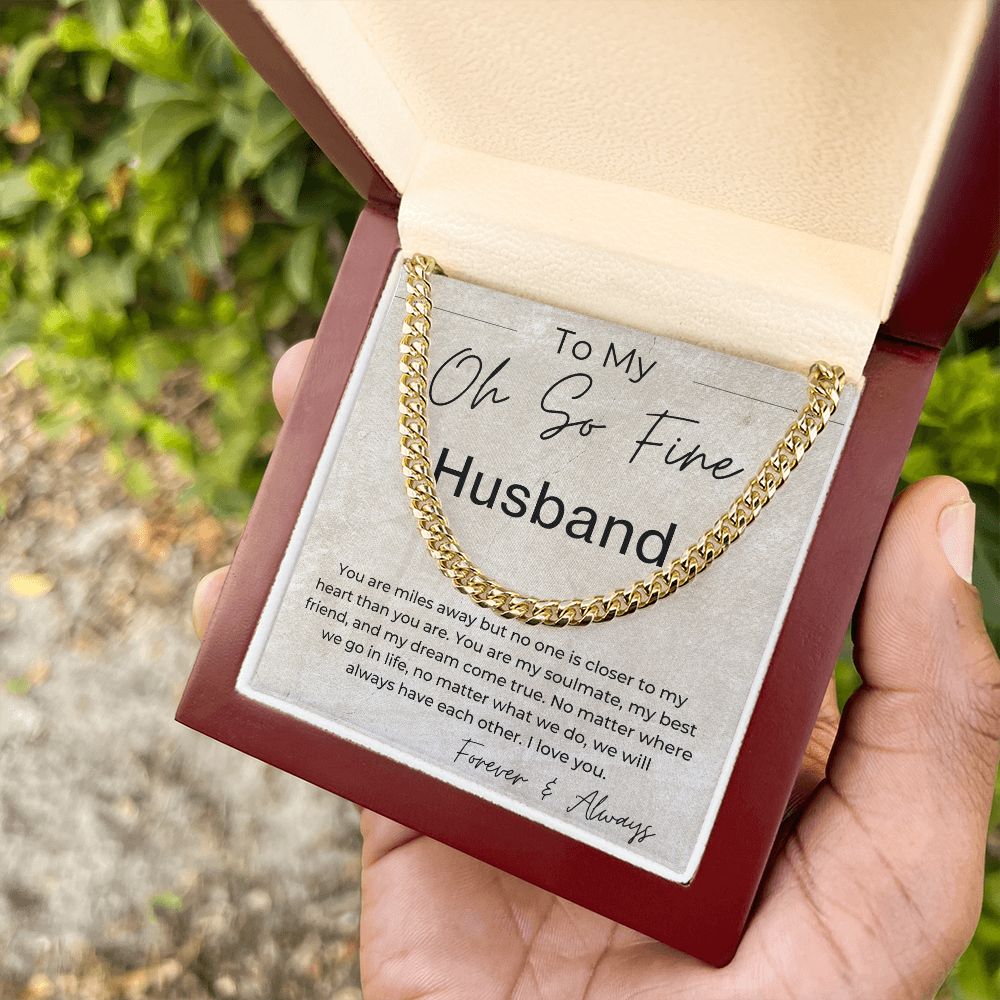 Miles Apart - Gift for Long Distance Husband - Long Distance Relationship Gift - Linked Chain Necklace