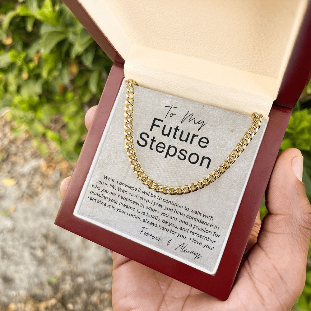 I Will Always Be In Your Corner - Gift for Future Stepson - Cuban Linked Chain Necklace