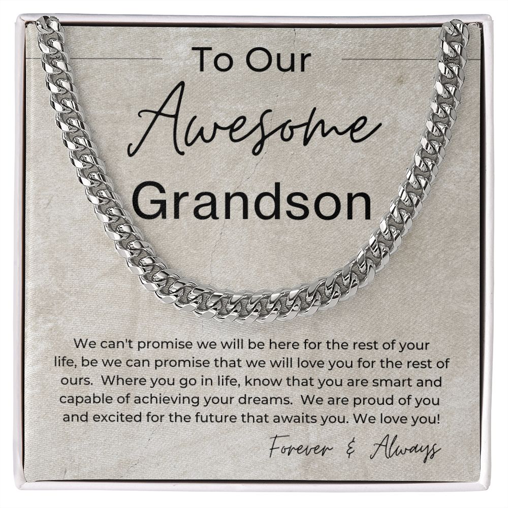 We Are So Proud of You - Gift for Our Grandson - Cuban Linked Chain Necklace