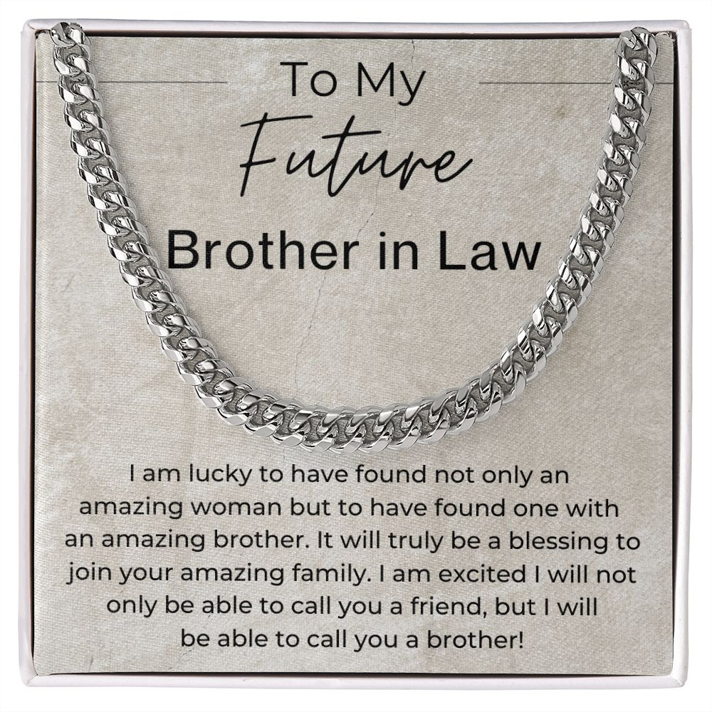 I Am Lucky - Gift for Future Brother in Law, from the Groom to Be - Cuban Linked Chain Necklace