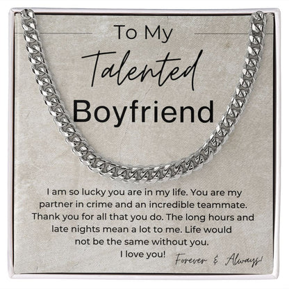My Partner in Crime - Gift for Boyfriend - Linked Chain Necklace