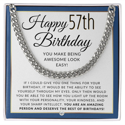 57th Birthday Gift For Him - Chain Necklace For 57 Year Old Man's Birthday - Great Birthday Gift For Men - Jewelry For Guys - Liliana and Liam