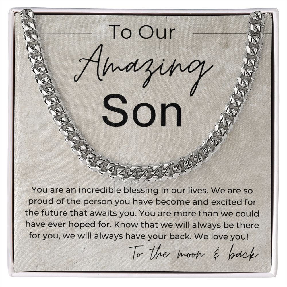 We Are So Proud of You - Gift For Our Son, From Parents -  Cuban Linked Chain Necklace