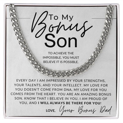 I Believe In You - To My Bonus Son (Gift From Bonus Dad) - Christmas Gifts, Birthday Present, Graduation, Valentine's Day