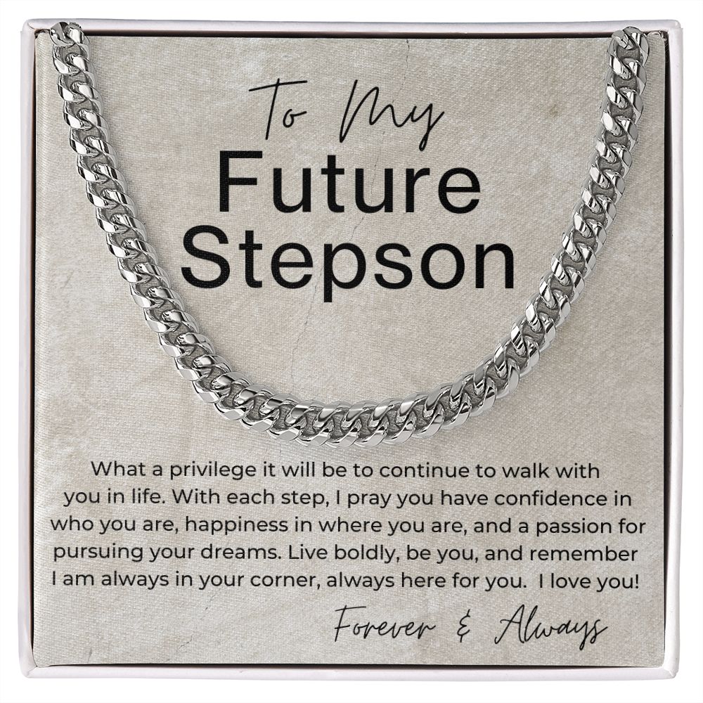 I Will Always Be In Your Corner - Gift for Future Stepson - Cuban Linked Chain Necklace