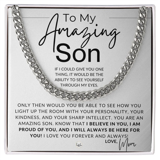 If I Could Give You One Thing - Cuban Chain Necklace - Gift For Son From Mom - Liliana and Liam