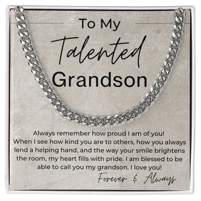 Always Remember How Proud I Am - Gift for Grandson - Linked Chain Necklace