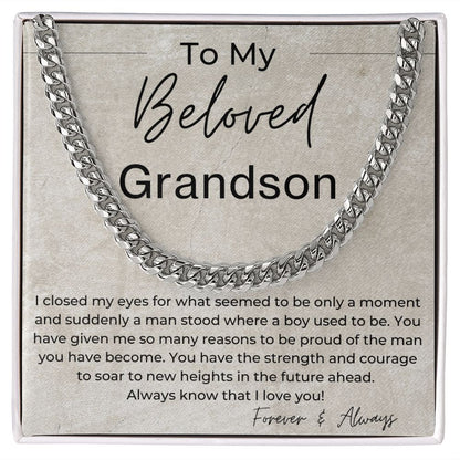 You Have The Strength And Courage To Soar - Gift for My Grandson - Cuban Linked Chain Necklace