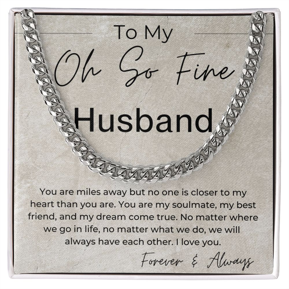 Miles Apart - Gift for Long Distance Husband - Long Distance Relationship Gift - Linked Chain Necklace
