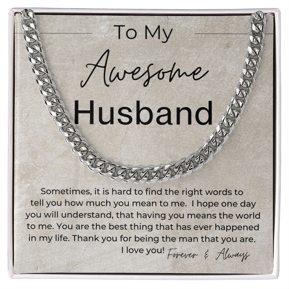 You Mean The World To Me - Gift for Husband - Linked Chain Necklace