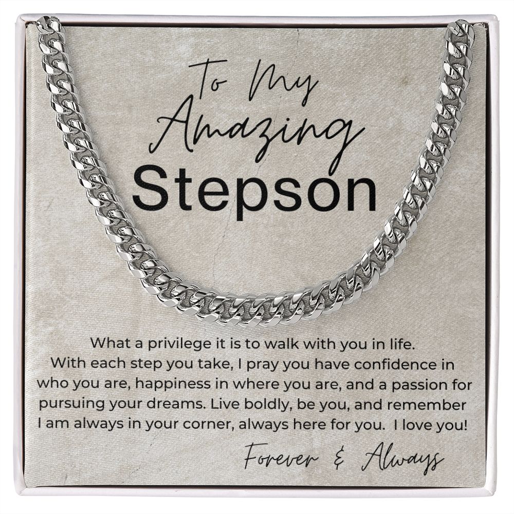 I Am Always In Your Corner - Gift for Stepson -  Cuban Linked Chain Necklace