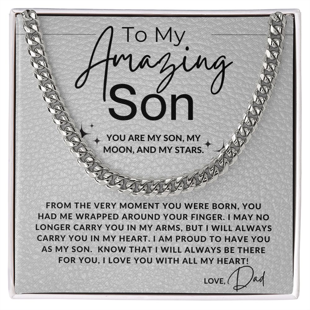 Son, Moon and Stars - To My Son (From Dad) - Dad to Son Gift - Christmas Gifts, Birthday Present, Graduation, Valentine's Day