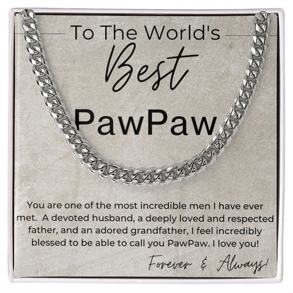 The World's Best PawPaw - Gift for Paw Paw - Linked Chain Necklace