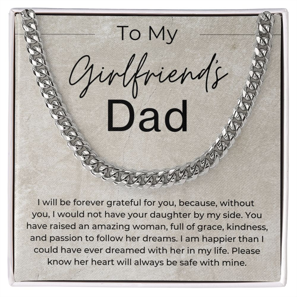 Her Heart is Safe - Gift for Girlfriend's Dad - Linked Chain Necklace
