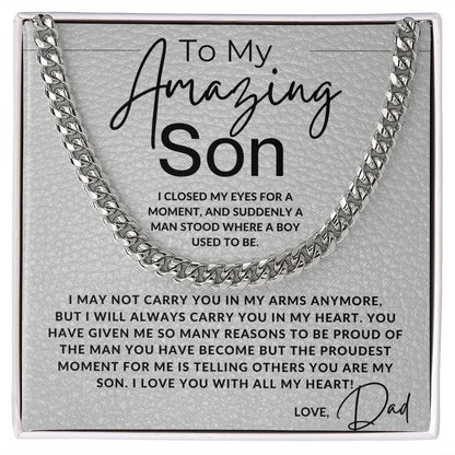 I Closed My Eyes For A Moment - To My Son (From Dad) - Father to Son Chain Necklace Gift - Christmas Gifts, Birthday Present, Graduation, Valentine's Day - Liliana and Liam
