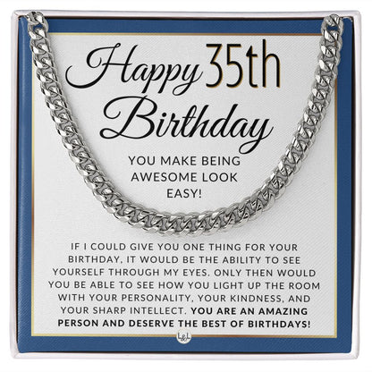 35th Birthday Gift For Him - Chain Necklace For 35 Year Old Man's Birthday - Great Birthday Gift For Men - Jewelry For Guys - Liliana and Liam