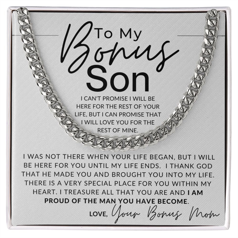 I Love You - To My Bonus Son (Gift From Bonus Mom) - Christmas Gifts, Birthday Present, Graduation, Valentine's Day