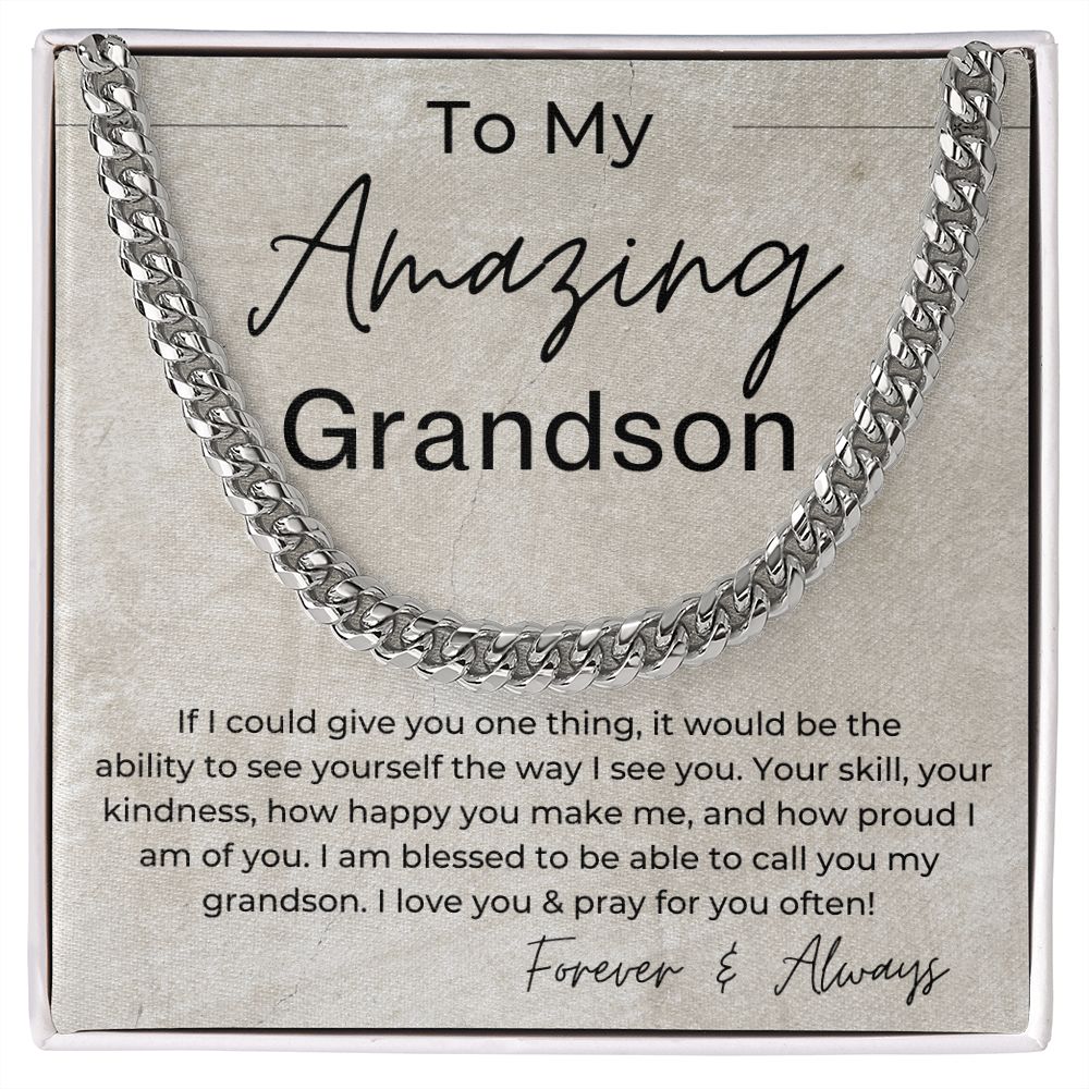 I Love You - Gift for My Grandson - Cuban Linked Chain Necklace