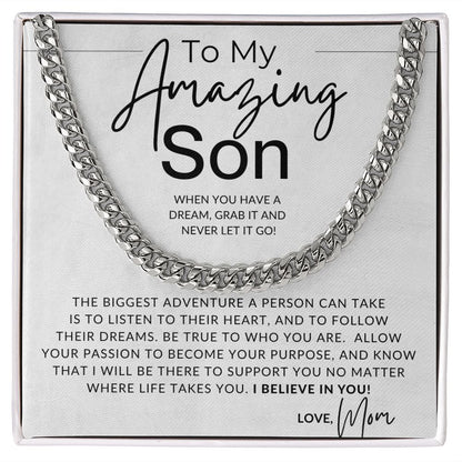 Follow Your Dreams - To My Son (From Mom) - Mom to Son Gift - Christmas Gifts, Birthday Present, Graduation, Valentine's Day
