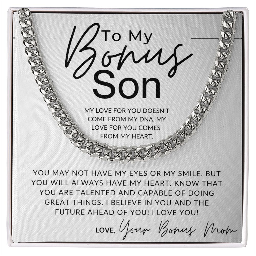 From My Heart - To My Bonus Son (Gift From Bonus Mom) - Christmas Gifts, Birthday Present, Graduation, Valentine's Day