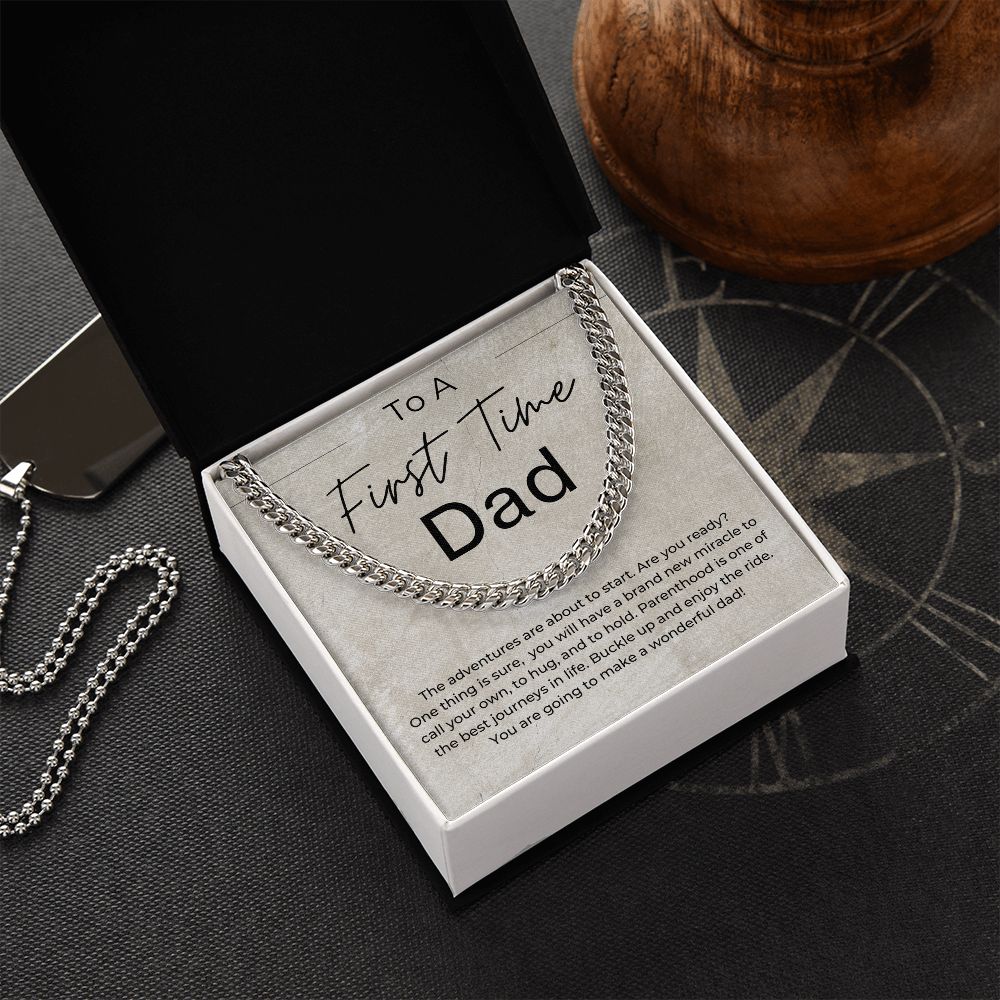 The Adventures are About to Start - Gift for a First Time Dad - Linked Chain Necklace