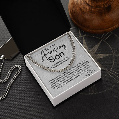 Son, Moon and Stars - To My Son (From Mom) - Mom to Son Gift - Christmas Gifts, Birthday Present, Graduation, Valentine's Day