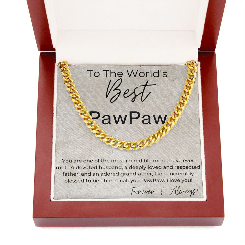 The World's Best PawPaw - Gift for Paw Paw - Linked Chain Necklace