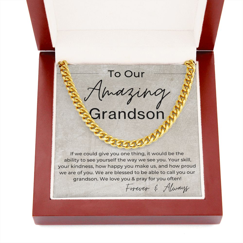 We Love You - Gift for Our Grandson - Linked Chain Necklace