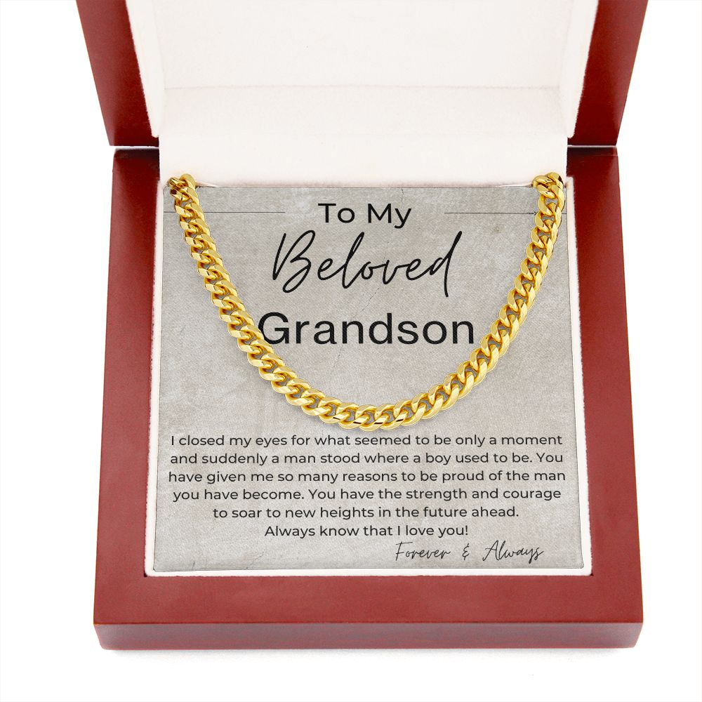 You Have The Strength And Courage To Soar - Gift for My Grandson - Cuban Linked Chain Necklace