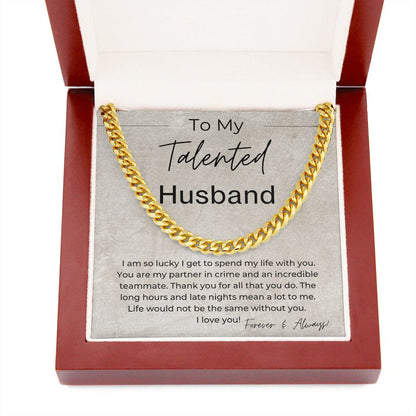 My Partner in Crime, For Life - Gift for Husband - Linked Chain Necklace