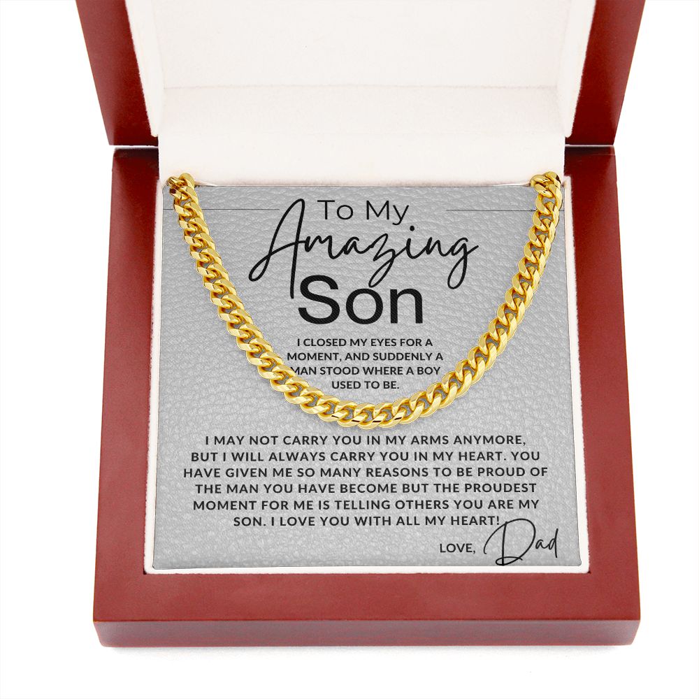 I Closed My Eyes For A Moment - To My Son (From Dad) - Father to Son Chain Necklace Gift - Christmas Gifts, Birthday Present, Graduation, Valentine's Day