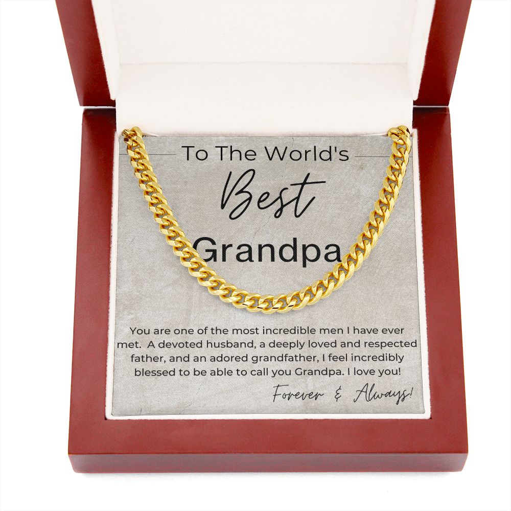 The World's Best Grandpa - Gift for Grandpa - Linked Chain Necklace