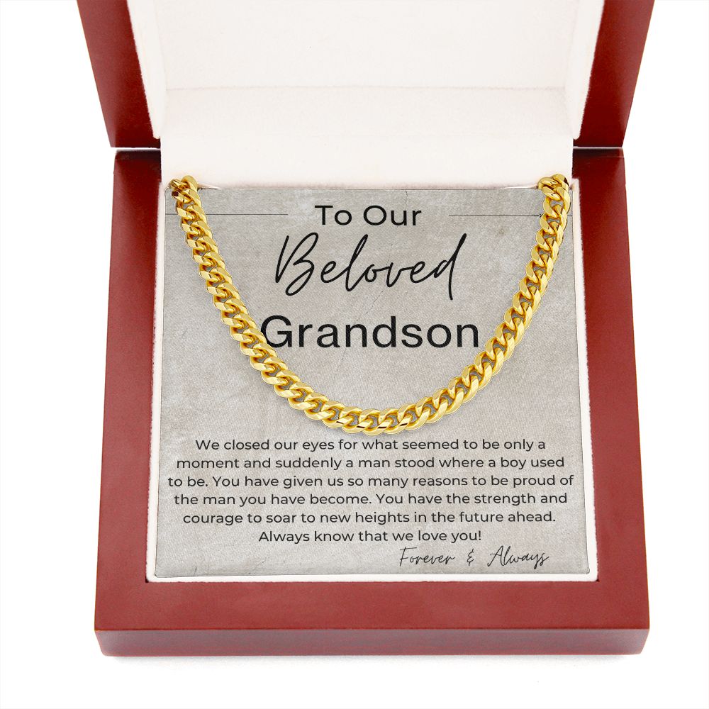 You Have The Strength And Courage To Soar - Gift for Our Grandson - Cuban Linked Chain Necklace