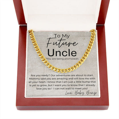 Promotion Time - Gift for Future Uncle, Pregnancy Announcement - Linked Chain Necklace