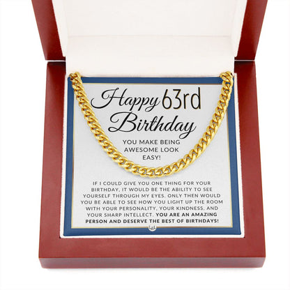 63rd Birthday Gift For Him - Chain Necklace For 63 Year Old Man's Birthday - Great Birthday Gift For Men - Jewelry For Guys - Liliana and Liam