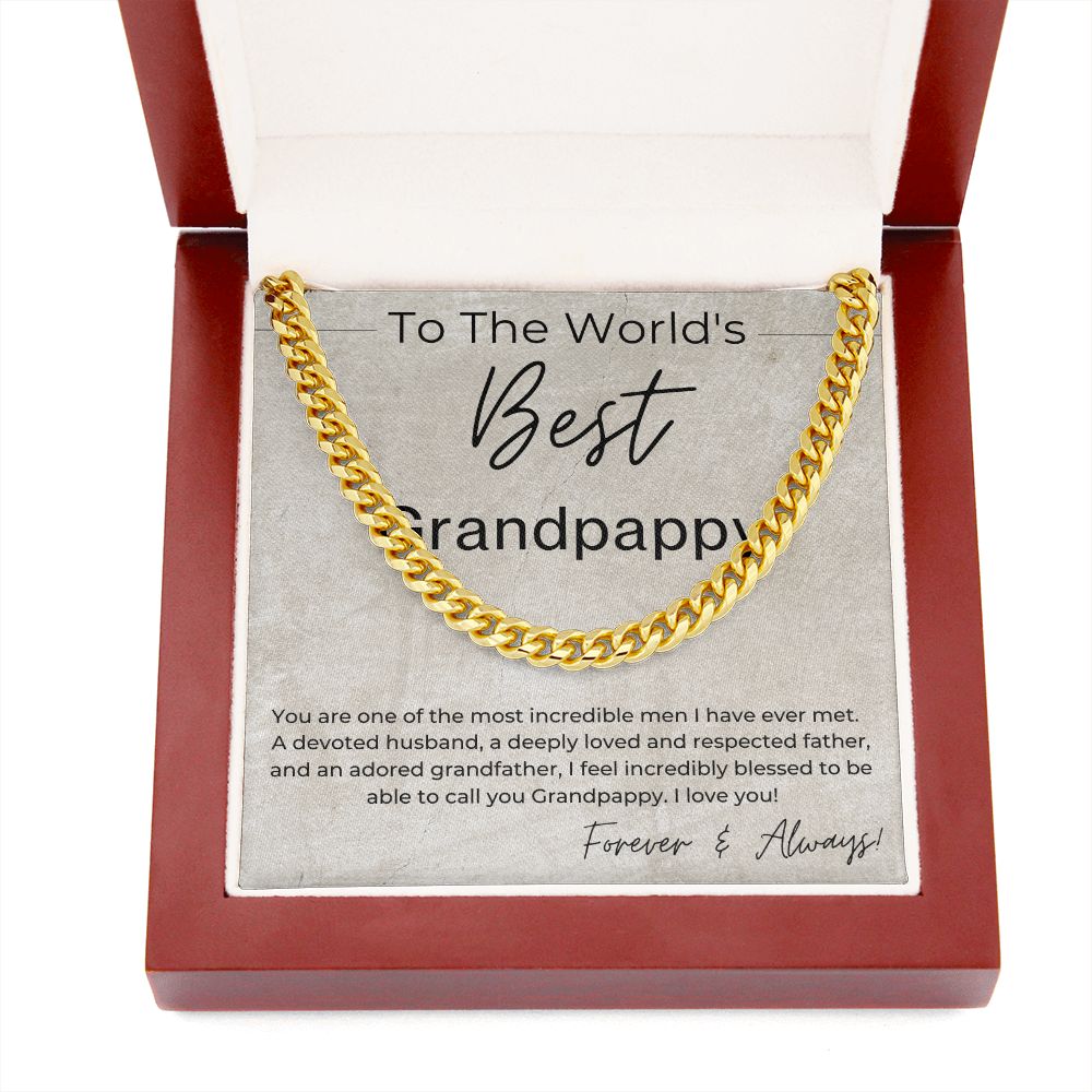 The World's Best Grandpappy - Gift for Grandpappy - Linked Chain Necklace