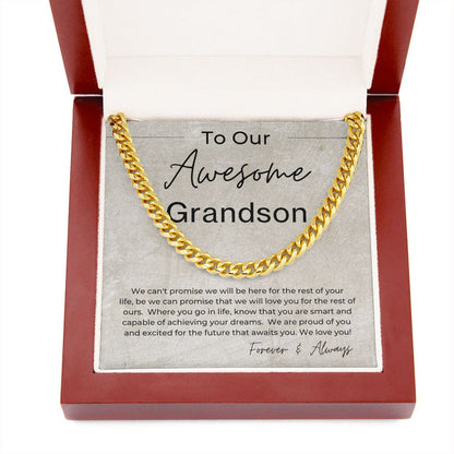 We Are So Proud of You - Gift for Our Grandson - Cuban Linked Chain Necklace