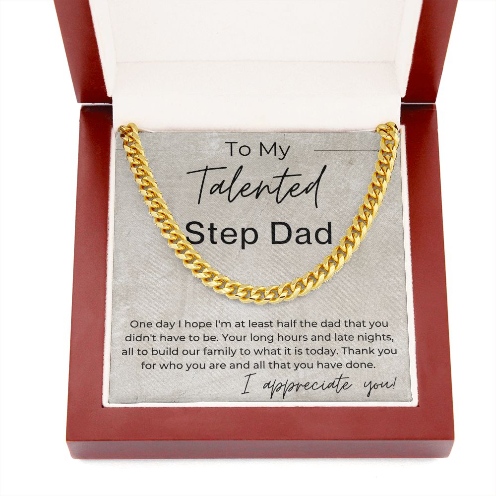 I Appreciate You - Gift for Step Dad - Linked Chain Necklace