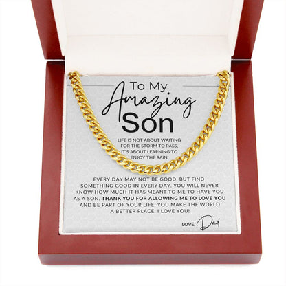 Enjoy The Rain - To My Son From Dad Gift - Father to Son Chain