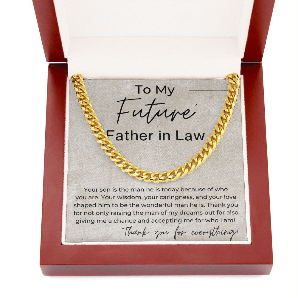 You Shaped Your Son To Be A Wonderful Man - Gift for Future Father in Law From Future Daughter in Law - Linked Chain Necklace