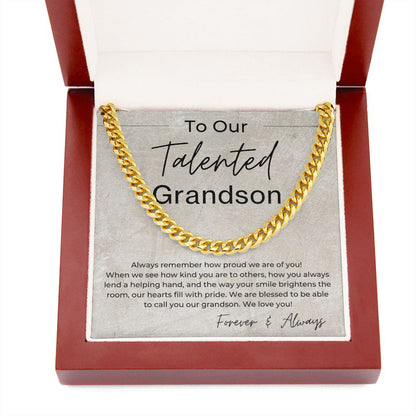 Always Remember How Proud We Are - Gift for Our Grandson - Cuban Linked Chain Necklace