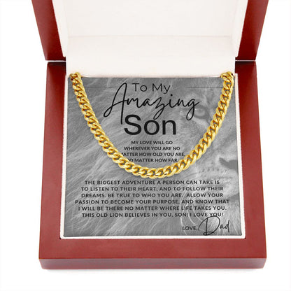 No Matter What, Son - To My Son (From Dad) - Father to Son Chain Necklace w/Lion - Christmas Gifts, Birthday Present, Graduation Gift