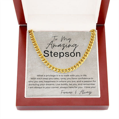 I Am Always In Your Corner - Gift for Stepson -  Cuban Linked Chain Necklace